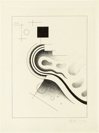 Félix Del Marle, Composition abstraite. 1946. Litografia. mm 240x175. Foglio:...