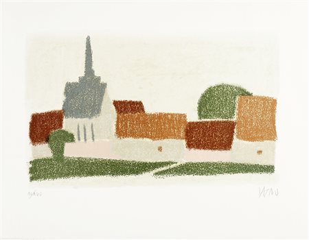 Marcel Janco, Untitled. Litografia. mm 310x500. Foglio: mm 497x652. Firma a...