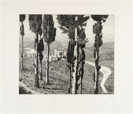 Laurenzio Laurenzi, Lotto composto di 2 incisioni su Assisi. 1922-25. 1) La...