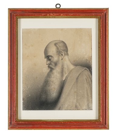 Sante Matteucci, Ritratto di uomo anziano. 1847. Matita su carta. mm 200x195....