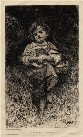 Francesco Paolo Michetti, L'Enfant Au Panier. 1880. Acquaforte su carta...