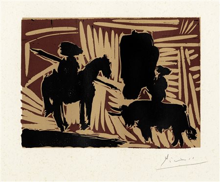 Pablo Picasso [after], Avant la Pique. Post 1959. Linoleografia. mm 165x225....