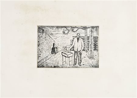Giuseppe Viviani, Il mentaio. 1937. Acquaforte. mm 205x297. Foglio: mm...