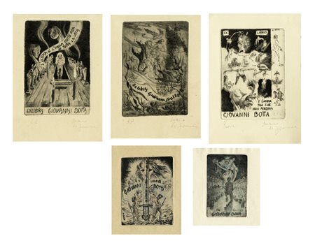Marco De Simone, Lotto composto di 5 ex libris per Giovanni Botta. 1948....