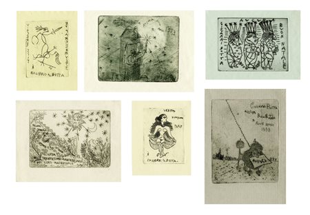 Franco Rognoni, Lotto composto di 8 ex libris per Giovanni e Rosanna Botta....