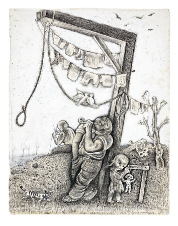 Michel Fingesten, La dimanche du bourreau - Disegno preparatorio per La Danza...