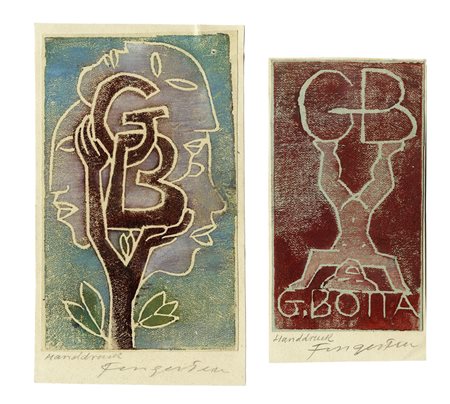 Michel Fingesten, Lotto composto di 2 ex libris. 1940 ca. 1) [Ex Libris] G....