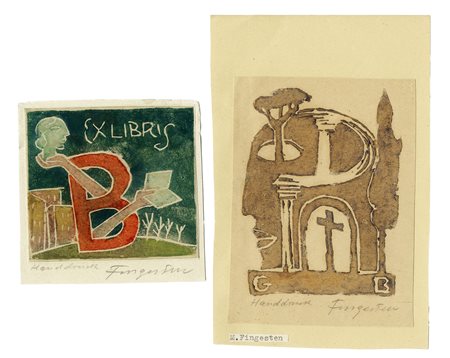 Michel Fingesten, Lotto composto di 2 ex libris. 1940-42. 1) [Ex libris]...