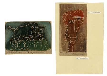 Michel Fingesten, Lotto composto di 2 ex libris. 1942. 1) Botta. 1942....