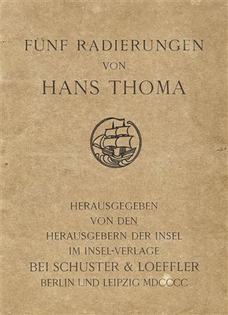 Hans Thoma, Fünf Radierungen von Hans Thoma. 1898-1900. Rara serie completa...