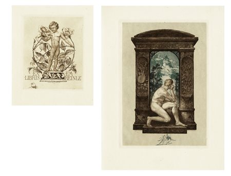 Autori vari, Lotto composto di 17 ex libris Jugendstil. 1880-1920. Raccolta...