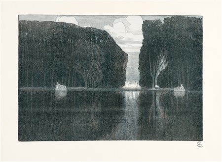 Walter Conz, Schlosspark. Litografia. mm 340x460. Foglio: mm 440x560....