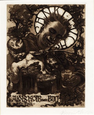 Alois Kolb, Paternità. 1902. Acquaforte e acquatinta. mm 230x175. Foglio: mm...