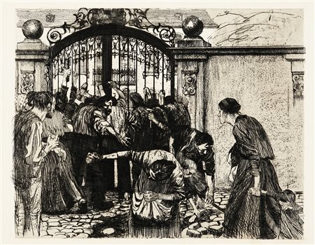 Käthe Kollwitz, Sturm (Tempesta) post 1897. Acquaforte. mm 225x285. Foglio:...