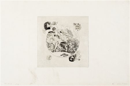 Félicien Rops, Lotto composto di 4 incisioni di studi. 1874. 1) La question...