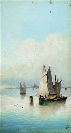 Giuseppe Amisani, Venezia. 1919. Olio su tavoletta. cm 29,8x16,8....