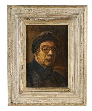 Pietro Annigoni, Autoritratto. 1980 ca. Olio su cartone telato. cm 31x21,5....