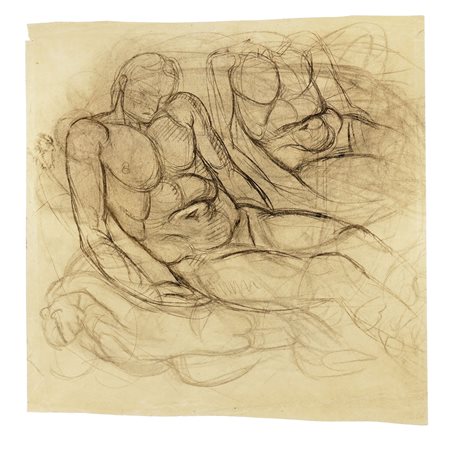 Baccio Maria Bacci, Studi di figure. Carboncino su carta. mm 515x500. Al...