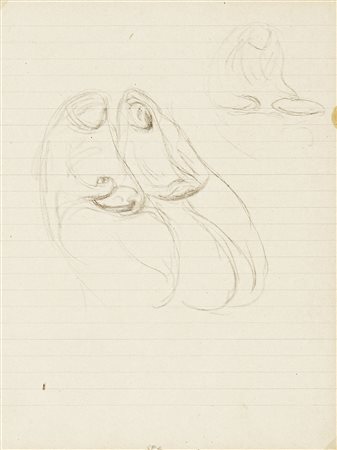 Eugène Carrière, Studi di figure. Matita su carta rigata. mm 217x165. Al...