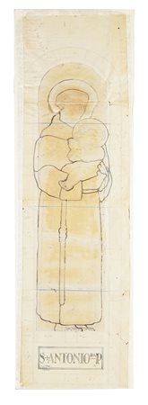 Galileo Chini, S. Antonio. 1915. Matita, pastello, acquerello, penna e...