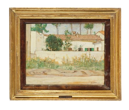Galileo Chini, Le casine bianche (Lido di Camaiore). 1931. Tecnica mista su...