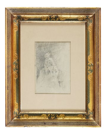 Tranquillo Cremona, Dame. Matita su carta. mm 146x107. Monogramma in basso a...