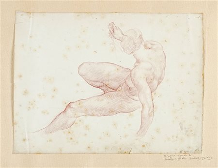 Adolfo De Carolis, Studio di nudo. Sanguigna su carta greve. mm 330x440. "D....