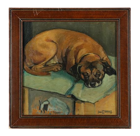 Josué Gaboriaud, Cane. 1909. Olio su cartone. cm 46,7x47,5. Firmato e datato...
