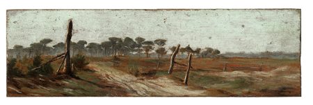 Alessandro Guaccimanni, Paesaggio di campagna. Anni '80-'90 del 1800. Olio su...
