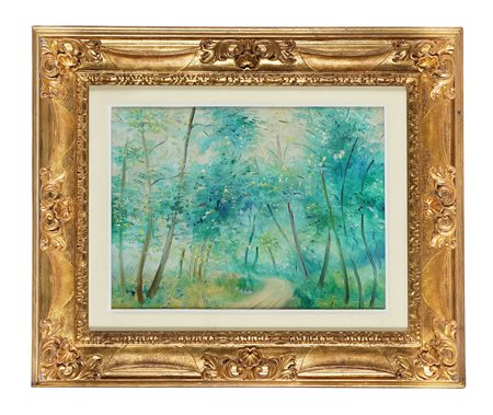 Umberto Lilloni, Pineta a Viareggio. 1955. Olio su tela. cm 30x40. Firma in...
