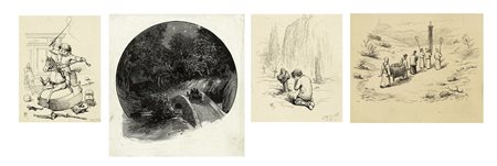 Enrico Mazzanti, Lotto composto di 12 disegni. Fine XIX - inizi XX secolo....