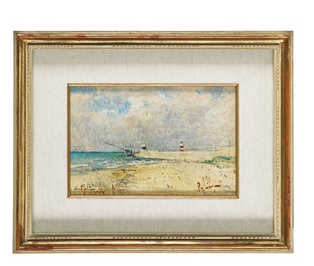 Francesco Pagliazzi, Castiglion della Pescaia. 1954. Olio su masonite. cm...