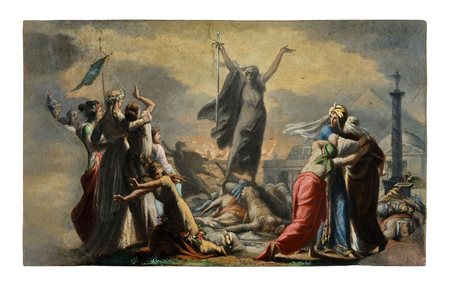 Pierre Puvis De Chavannes, Allegoria della guerra. Olio e biacca su carta...