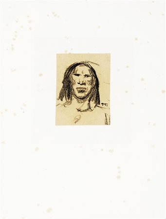 Théophile Alexandre Steinlen, Ritratto maschile. Carboncino su carta spessa....