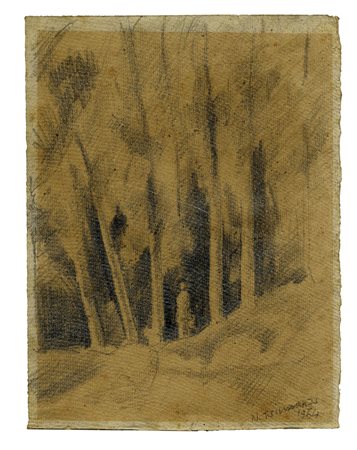 Nino Tirinnanzi, Alberi. 1954. Matita su carta greve. mm 230x175. Firma e...