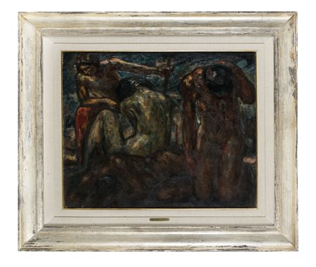 Heinrich Ludolf Verworner, Figure. Olio su tela. cm 64x77,3. Placchetta...