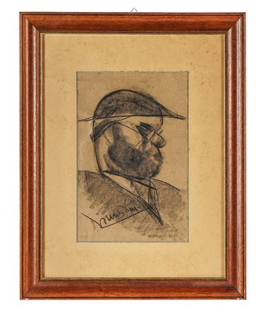 Lorenzo Viani, Soldato inglese con occhiali. 1917-18. Carboncino su carta. mm...