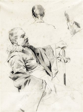 Francesco Vinea, Studi di soggetti. Matita su carta. mm 280x365. (1)...