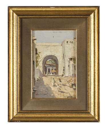 Ambrogio Vismara, Algeri. 1930. Olio su tavoletta. cm 24x16. Firma in basso a...