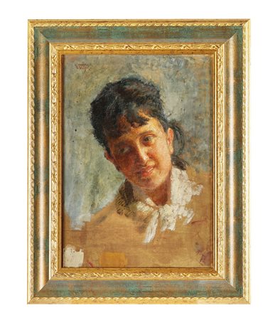 Vincenzo Volpe, Ritratto di donna. Olio su tela. cm 40x30. Firma in alto a...
