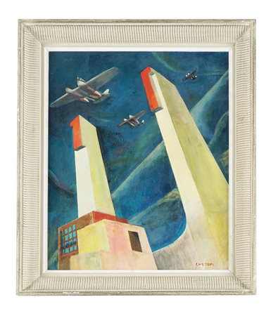 Giovanni Chetofi, Senza titolo. Tecnica mista su tela. cm 41x33. Firma in...