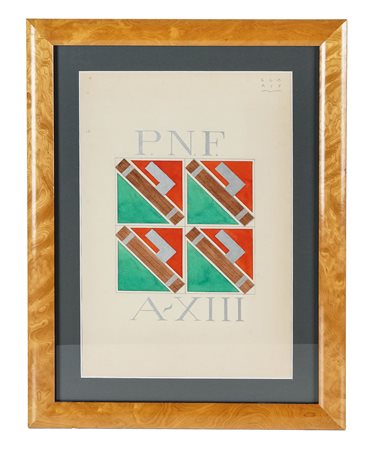 Claris Marcello [pseud. per Clari Giacomo], P.N.F. 1934-35. Tecnica mista su...
