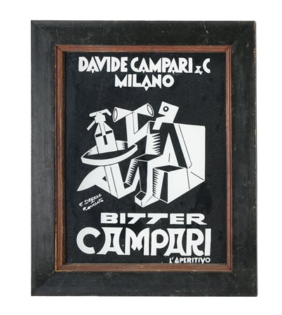 Fortunato Depero [da], Bitter Campari L'aperitivo. Stampa su specchio. cm...