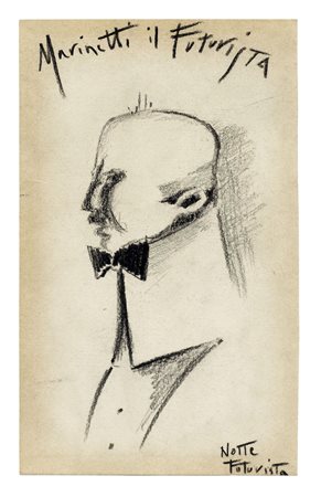 Emilio Notte, Marinetti il Futurista. Carboncino su carta. mm 194x119. Firma...