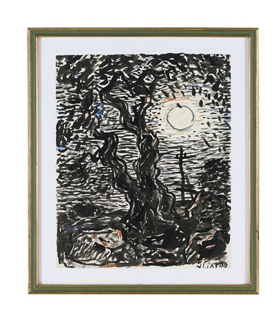 Vincenzo Ciardo, Paesaggio con alberi. Anni '50 del XX secolo. Tecnica mista...