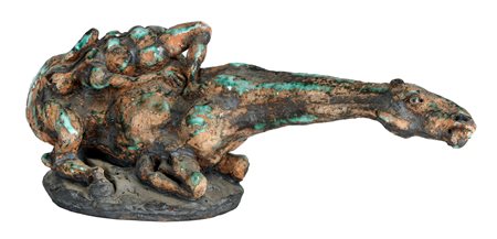 Agenore Fabbri, Donna sdraiata sul cavallo. 1981. Terracotta smaltata. cm...