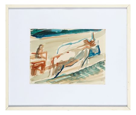 Ferruccio Ferrazzi, Carro di buoi. 1987. Acquerello. mm 235x320. Firma e data...