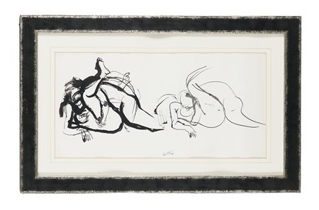 Renato Guttuso Coppie di amanti. 1982 Tecnica mista su carta. mm 435x316...