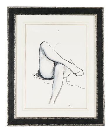 Renato Guttuso Gambe accavallate. 1982. Tecnica mista su carta. mm 270x245...