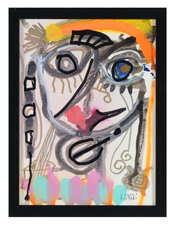 Paul Kostabi, Bright Star. 2025. Tecnica mista su carta. mm 300x230. Firma in...